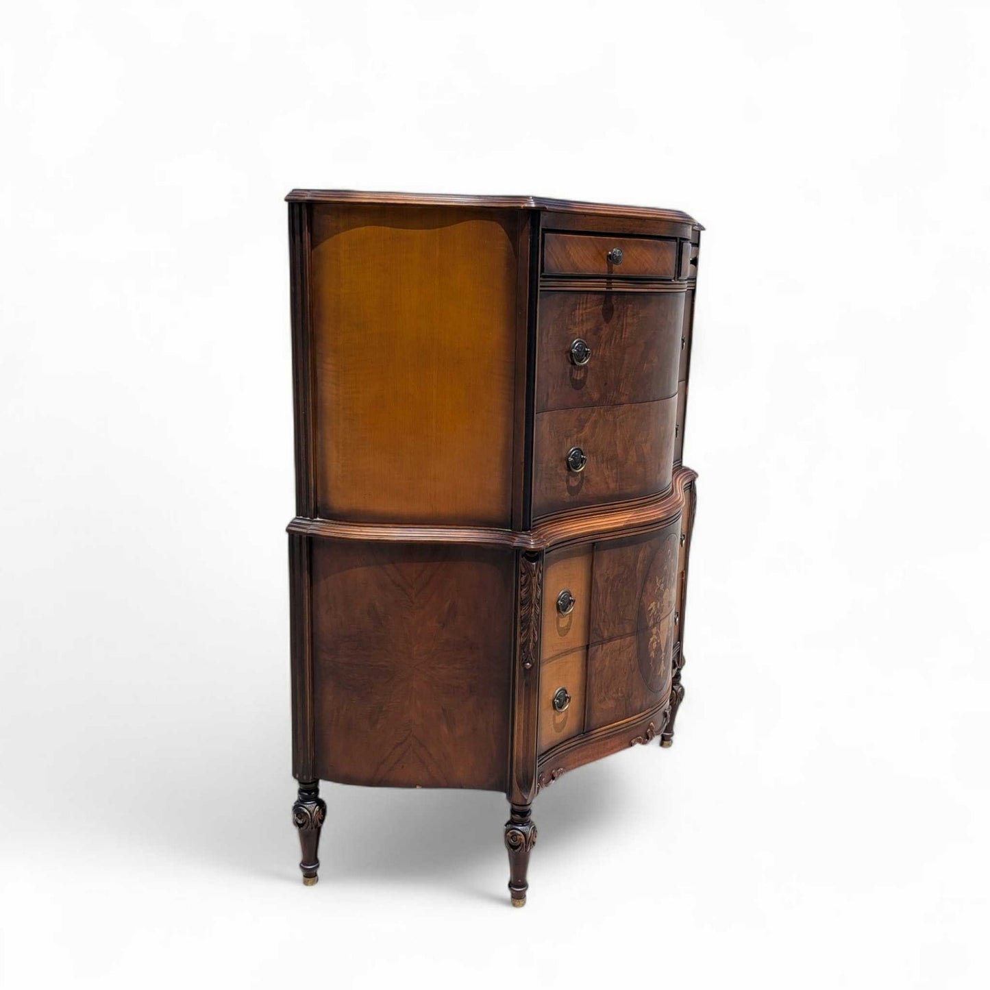 Antique Inlaid Highboy Dresser