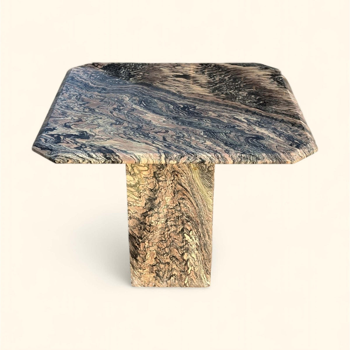 Italian Cipollino Ondulato Marble Pedestal Side Table — view 4 of 16