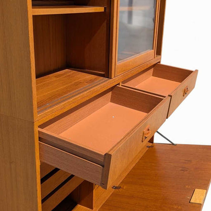 Vintage Teak Bookcase with Drop Front Desk