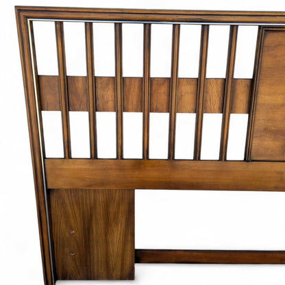 Vintage Walnut Veneer King Headboard with Chrome Trim, MCM