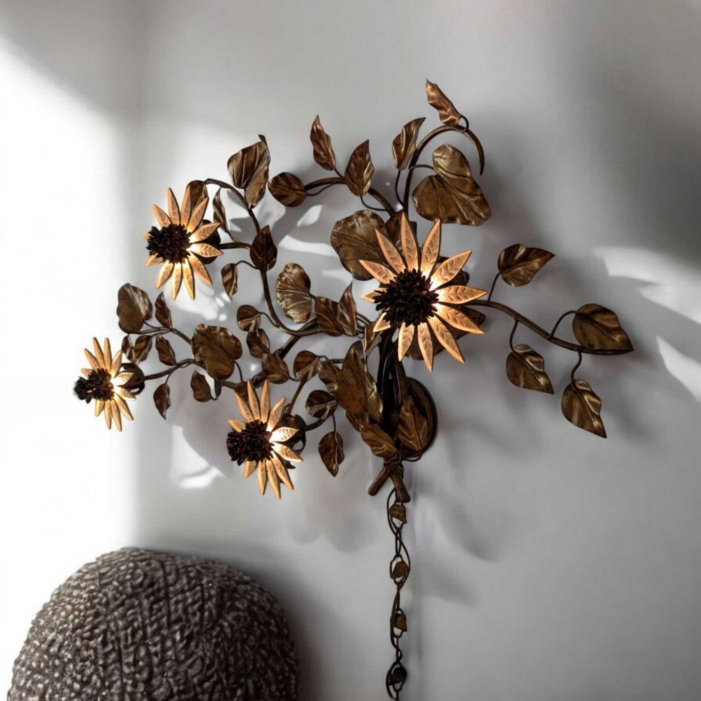 Vintage Italian Sunflower Wall Sconce