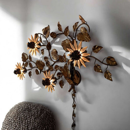 Vintage Italian Sunflower Wall Sconce