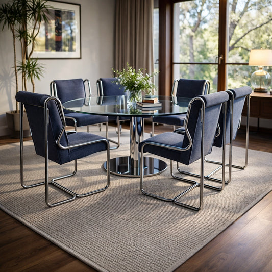 Chrome Cantilever Dining Chairs, Set of 6