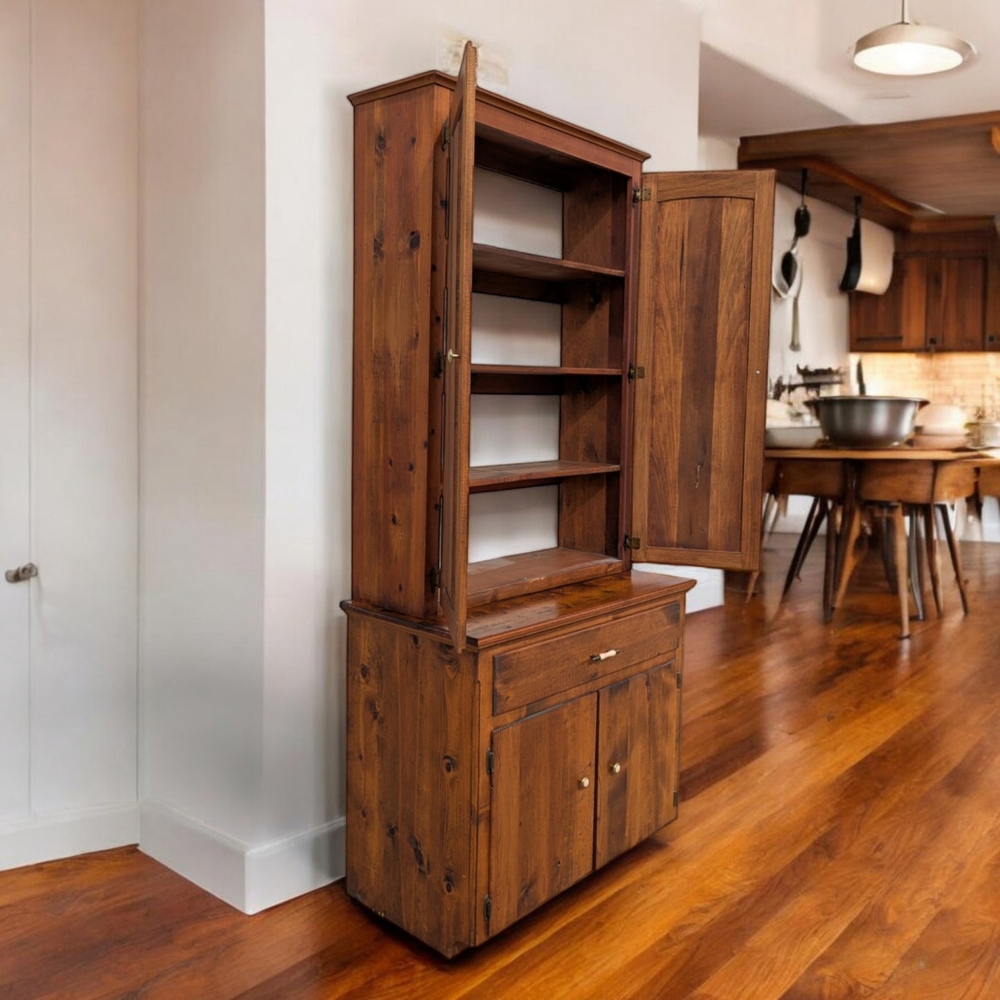 Antique Rustic Cupboard Hutch