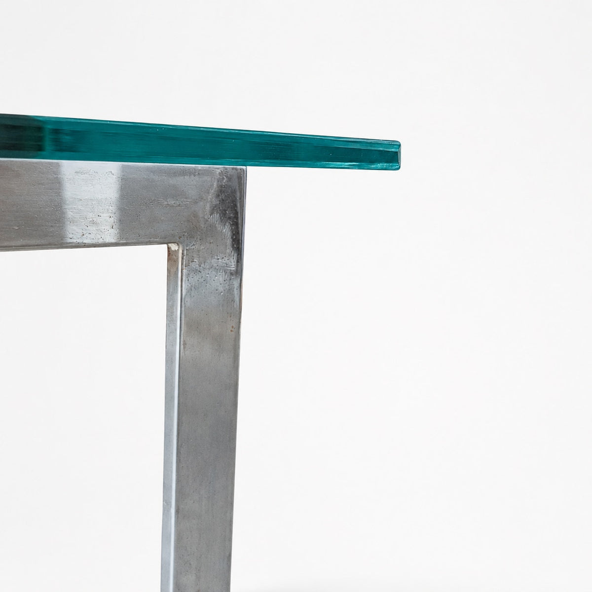 Vintage Modernist Chrome and Clear Glass Square Side Table