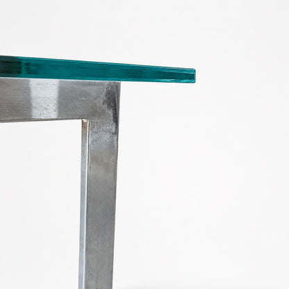 Vintage Modernist Chrome and Clear Glass Square Side Table