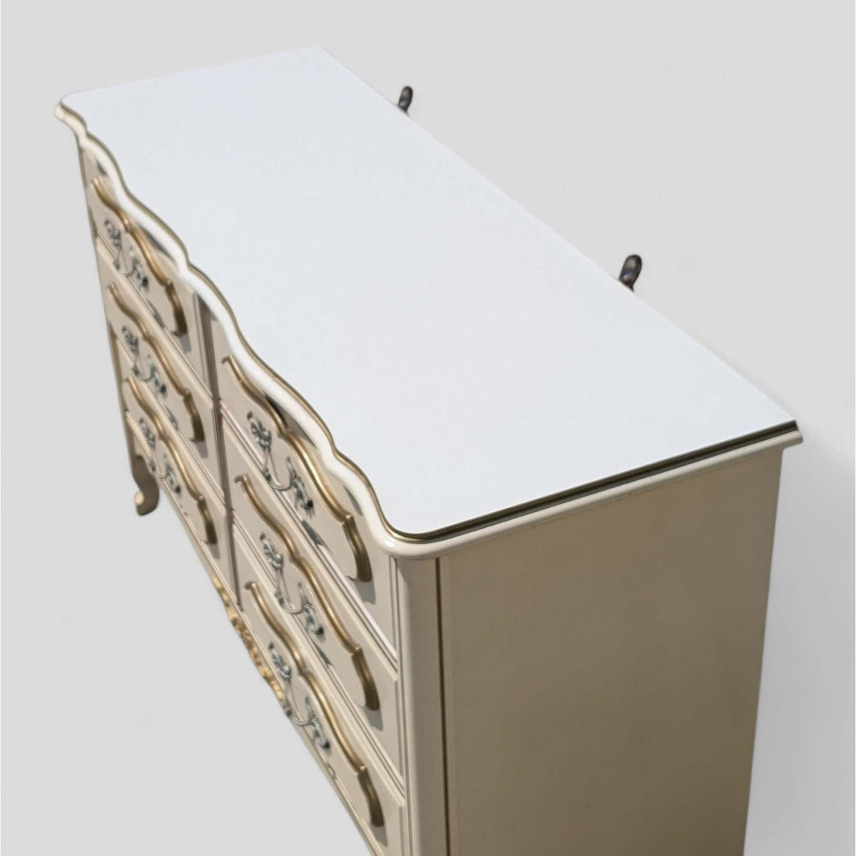 1970s French Provincial Six-Drawer Dresser with Mirror