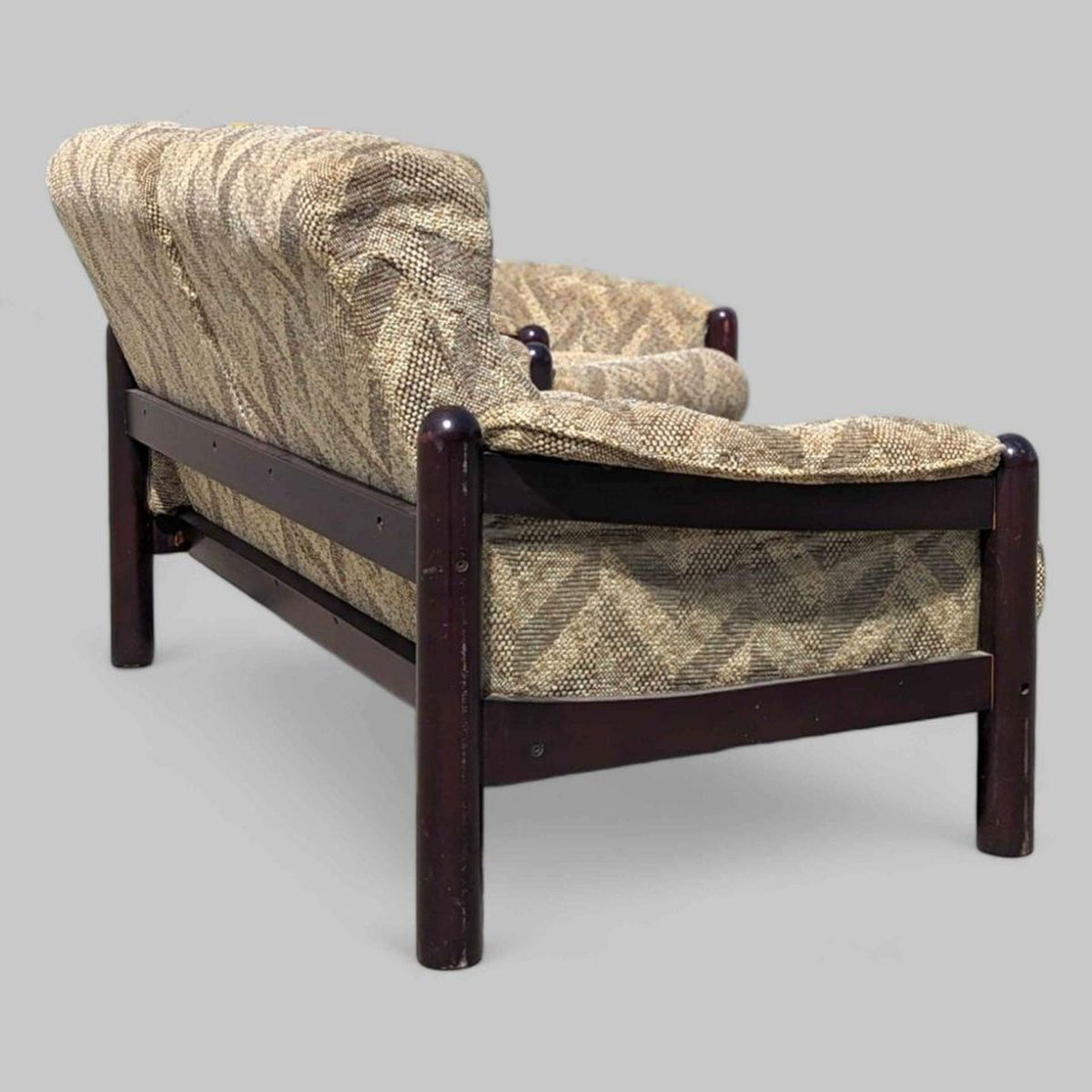 Vintage Wood-Frame Loveseat and Lounge Chair Set