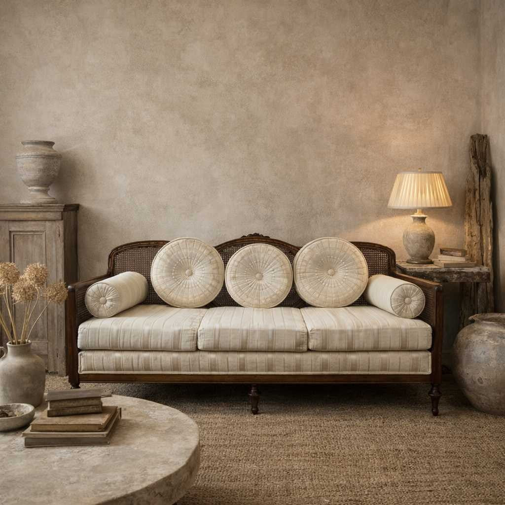 French Provincial Cane Back Sofa