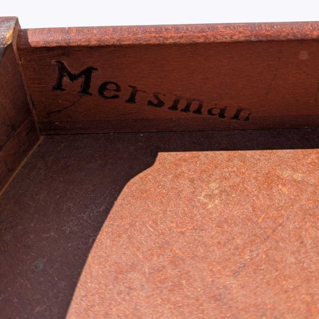Vintage Mersman Round Wood Pedestal Side Table with Drawer — view 9 of 16