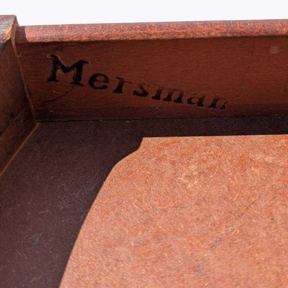 Vintage Mersman Round Wood Pedestal Side Table with Drawer
