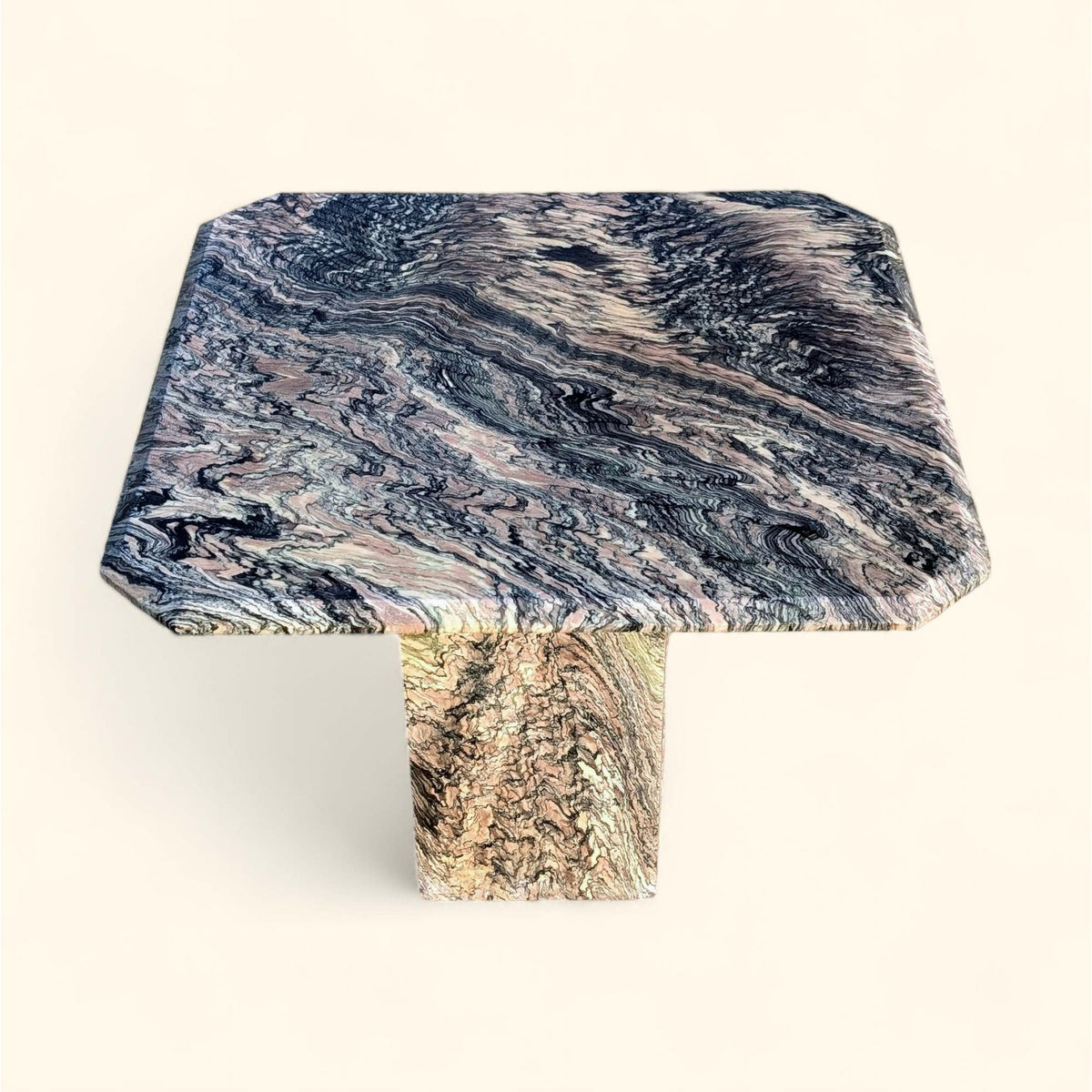 Italian Cipollino Ondulato Marble Pedestal Side Table — view 1 of 16