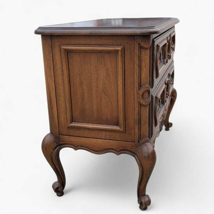Drexel French Provincial Chest – Vintage 2 Drawer Dresser, Cabriole Legs, Ornate Carvings, 35.5" Wide, Solid Wood