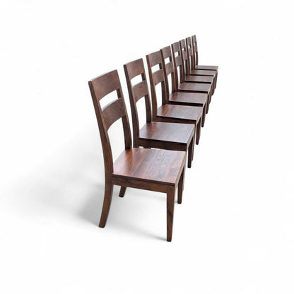 Set of 8 Crate & Barrel Basque Honey Wood Dining Chairs