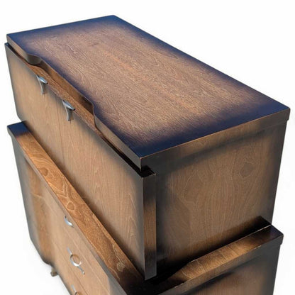 1950s Mid-Century Modern Tallboy Gentleman's Chest with Drop-Front Cabinet