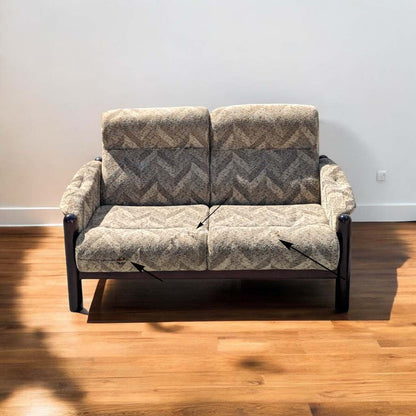 Vintage Wood-Frame Loveseat and Lounge Chair Set