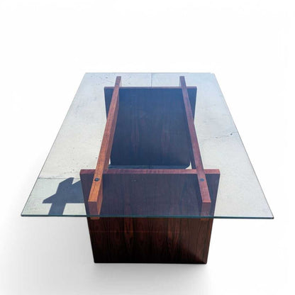 Sigurd Hansen Rosewood Dining Table – Mid-Century Modern Glass-Top, Vintage Scandinavian Design, Sleek and Stylish