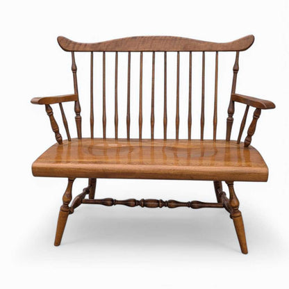 Vintage Wooden Bench – Spindle Back Bench, Classic Farmhouse Style