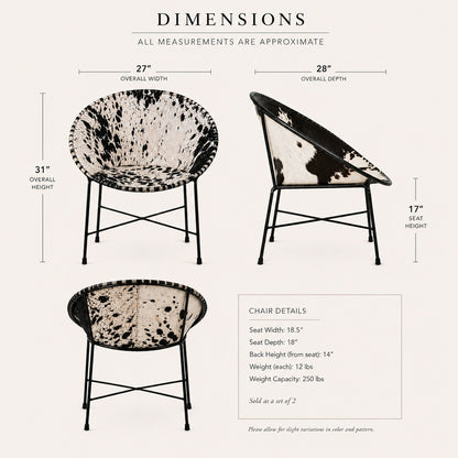 Mexican Cowhide and Iron Lounge Chairs, Made-to-Order Pair