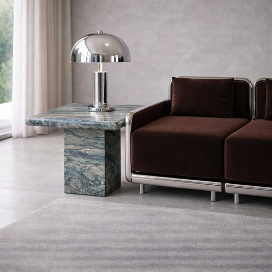 Green Marble Side Tables, Pair c. 1980s