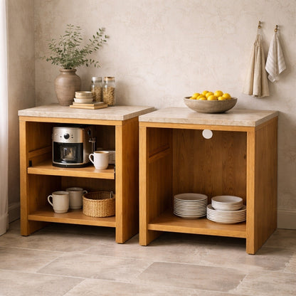 Pair of Oak Modular Utility Cabinets with Pull-Out Shelf, American, c. 1990s