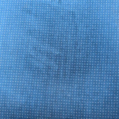 Set of 6 Postmodern Dining Chairs – Oak Frame, Blue Velvet Polka Dot Seats, 1980s