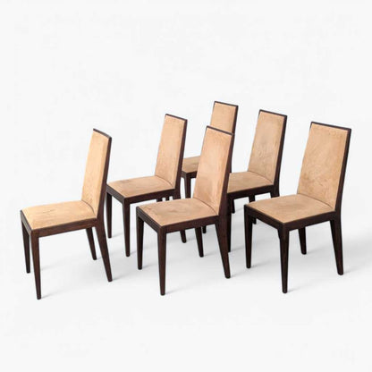 Six Dining Chairs –  Contemporary, Faux Suede, Mid Century Style