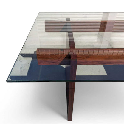 Sigurd Hansen Rosewood Dining Table – Mid-Century Modern Glass-Top, Vintage Scandinavian Design, Sleek and Stylish