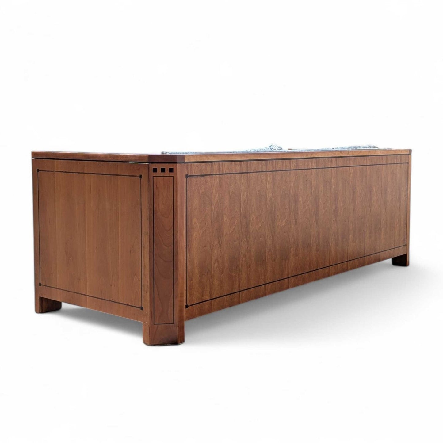 Stickley 21st Century Cherry Sofa, Pale Blue Textured Velvet Upholstery