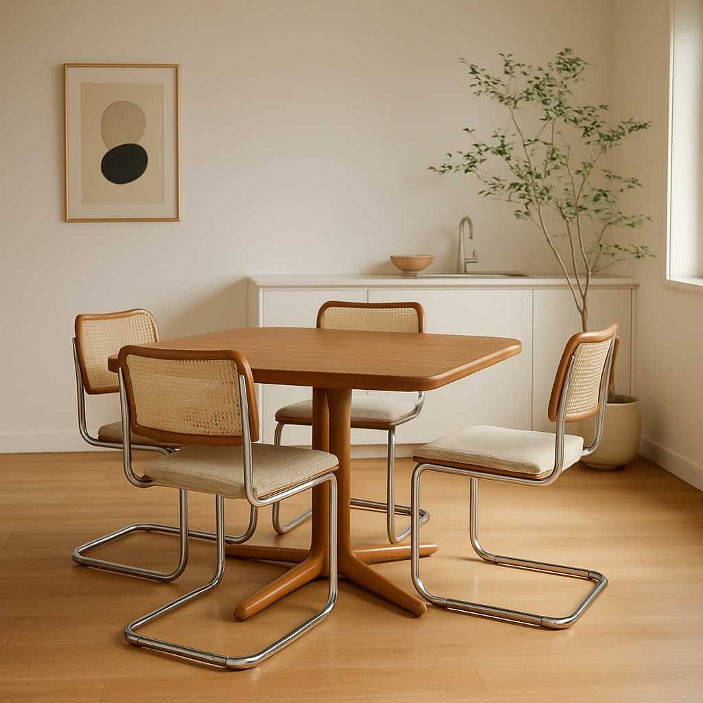 Vintage Teak Dining Table, Rounded Square Top