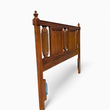 Vintage Carved Wood Full-Size Headboard
