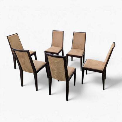 Six Dining Chairs –  Contemporary, Faux Suede, Mid Century Style