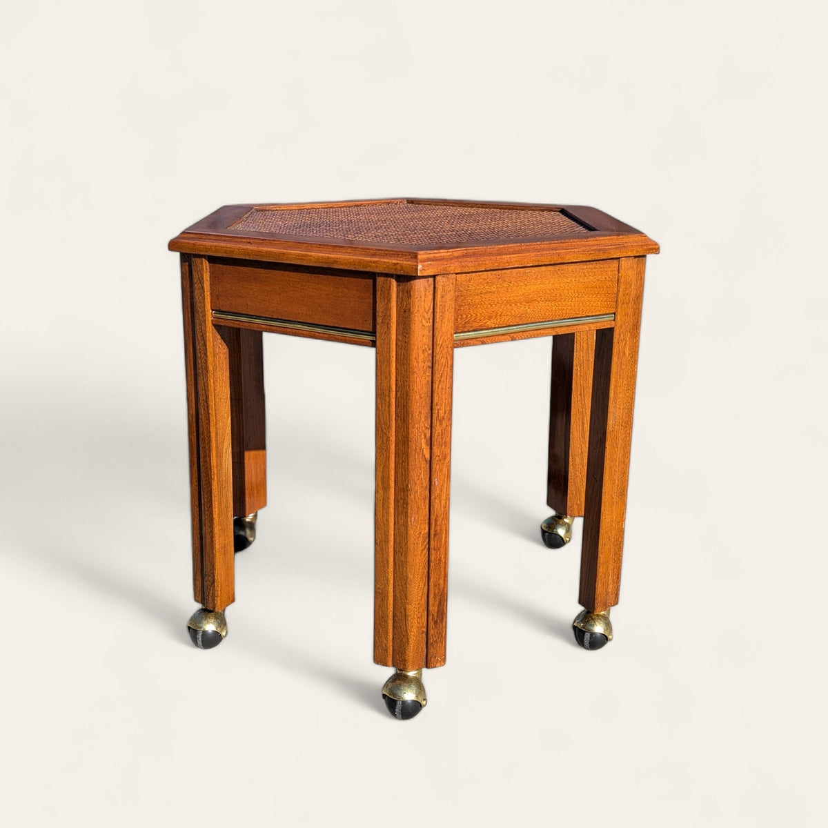 1970s Mersman Mid-Century Hexagonal Wood Side Table