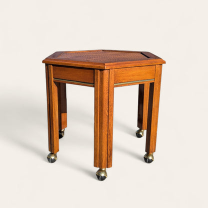 1970s Mersman Mid-Century Hexagonal Wood Side Table