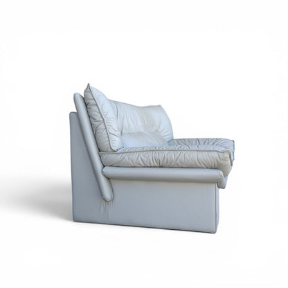 Vintage Nicoletti Italia Gray Leather Postmodern Loveseat, 1980s