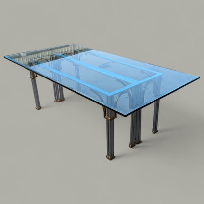 Glass Top Dining Table by Maison Jansen