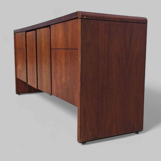 Mid Century Credenza, Office, Filing Cabinet, Walnut, Laminate, MCM, Retro, Living Room, Bedroom