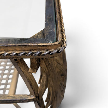 Late 20th Century Italianate-Style Scrollwork Metal and Glass Coffee Table
