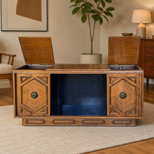 Vintage 1970s Morse Mediterranean Stereo Console Record Cabinet