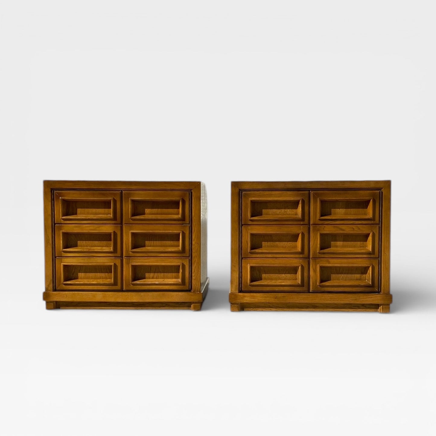 Mid-Century Modern Oak Nightstands- Pair
