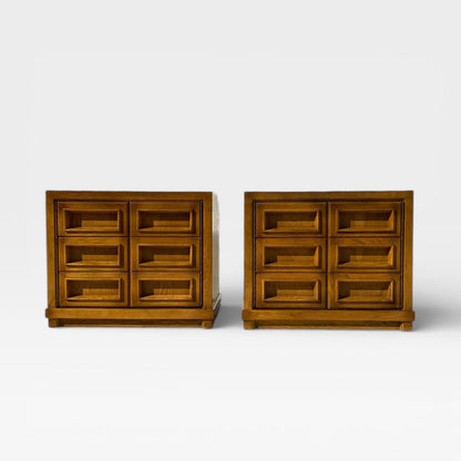 Mid-Century Modern Oak Nightstands- Pair