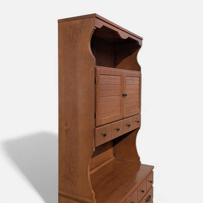 1960s Khoury Furniture Solid Wood Hutch Cabinet with Drawers — view 2 of 22