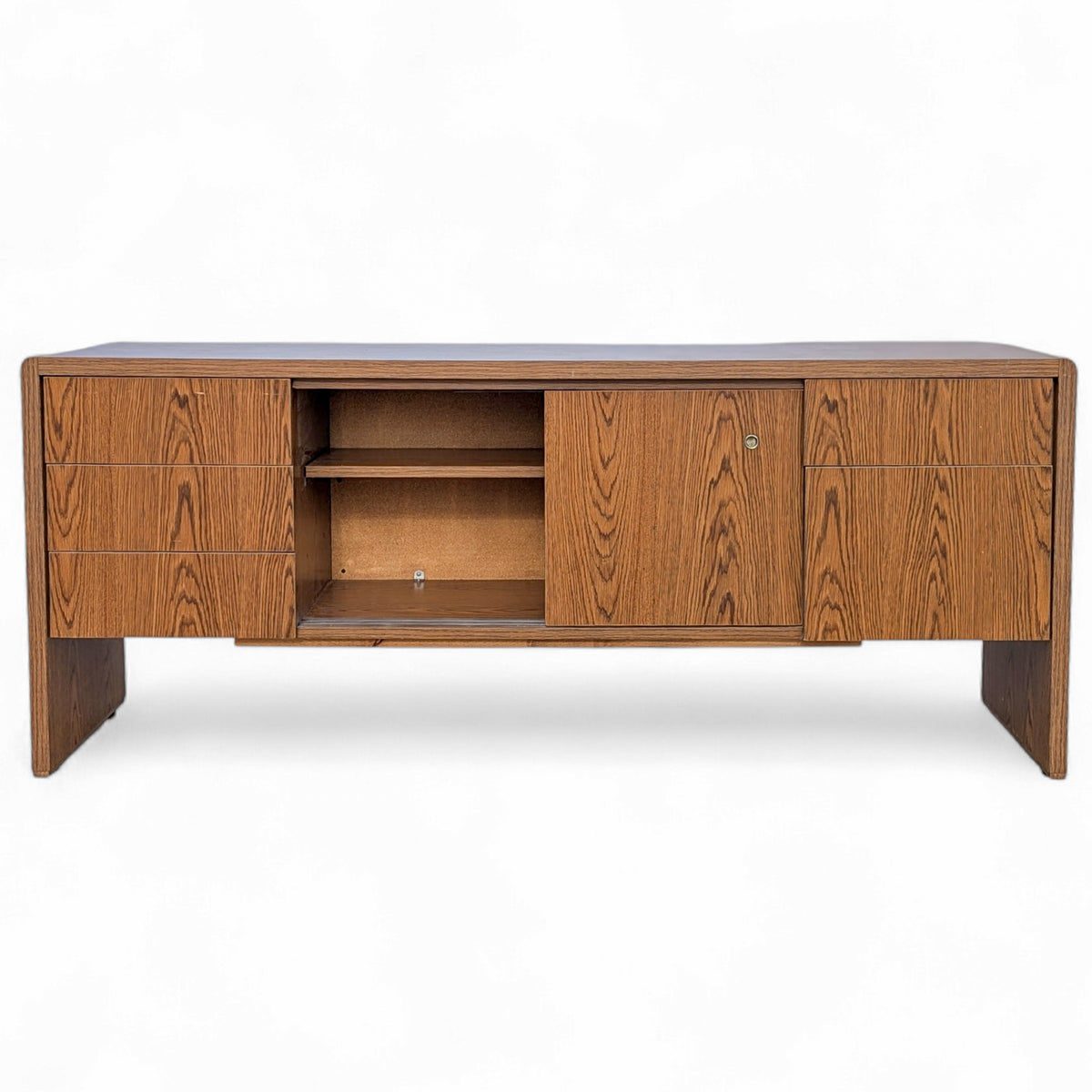 Mid-Century Faux-Oak Laminate Credenza and Sideboard — view 16
