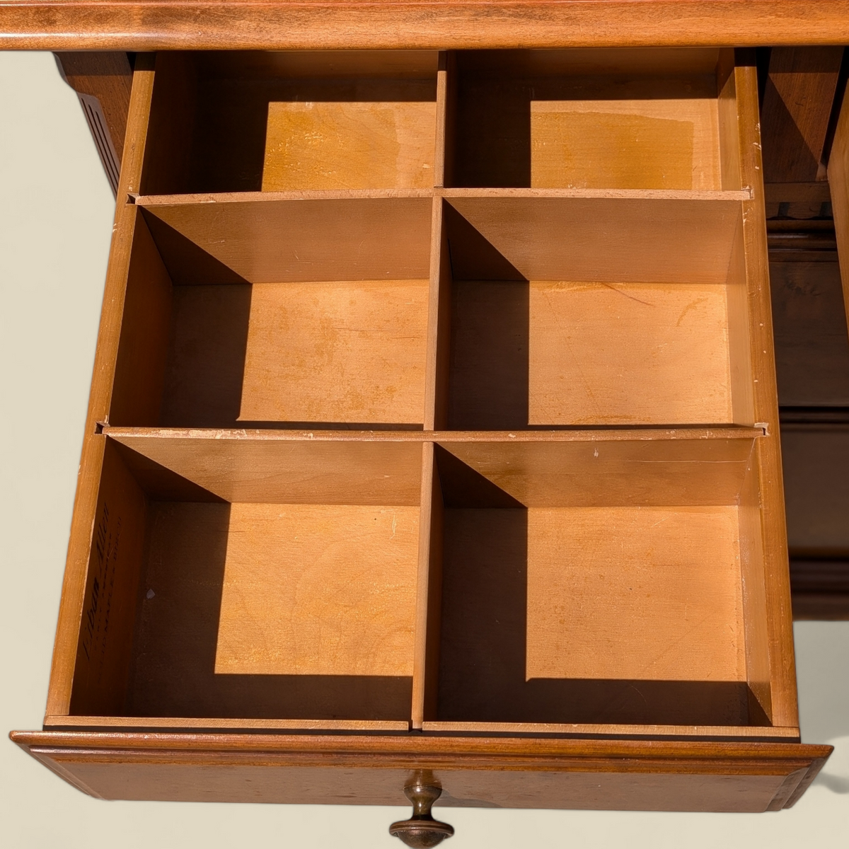 Ethan Allen Early American Solid Maple and Birch Nine-Drawer Dresser with Mirror — view 14 of 23