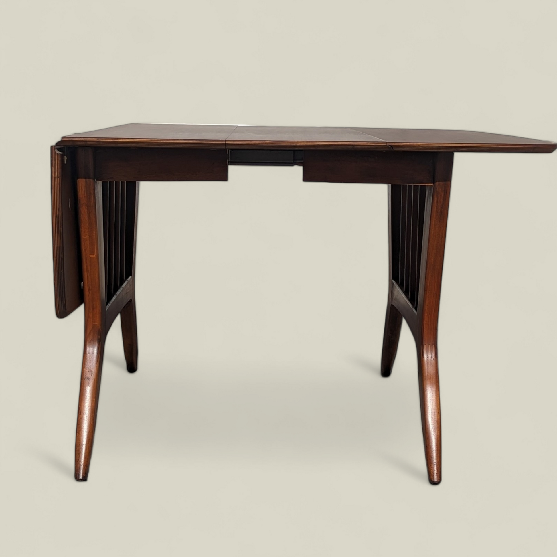 Vintage Dining Set, Drop Leaf Table, Six Chairs, Mid Century, MCM, Laminate, Wood, Unique, Kitchen