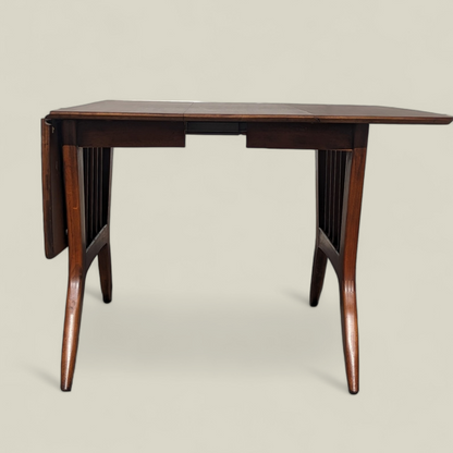 Vintage Dining Set, Drop Leaf Table, Six Chairs, Mid Century, MCM, Laminate, Wood, Unique, Kitchen