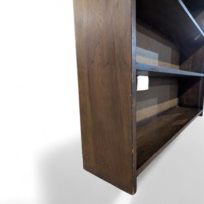 Vintage Pine Bookcase Tall Bookshelf, Narrow 5 Shelf Open Shelving Unit, Rustic Wood Display Storage Cabinet