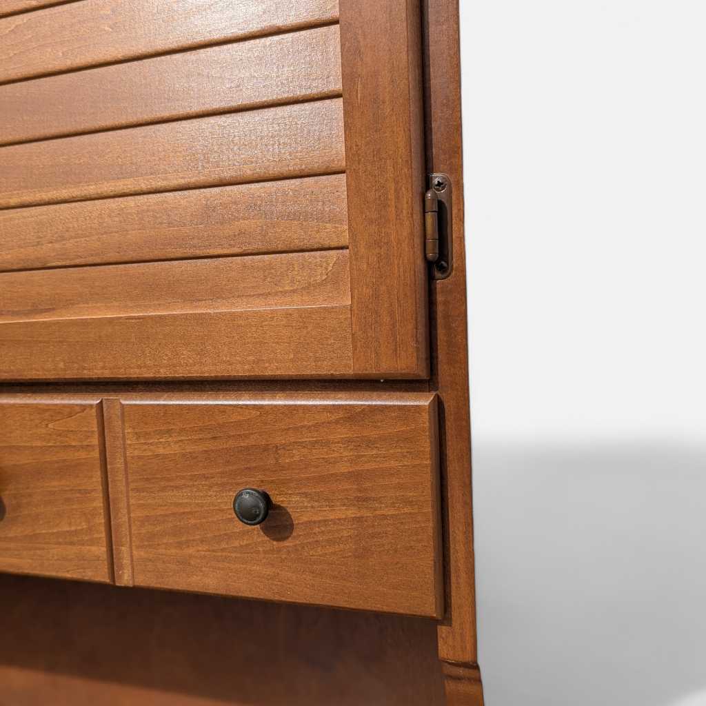 1960s Khoury Furniture Solid Wood Hutch Cabinet with Drawers — view 11 of 22