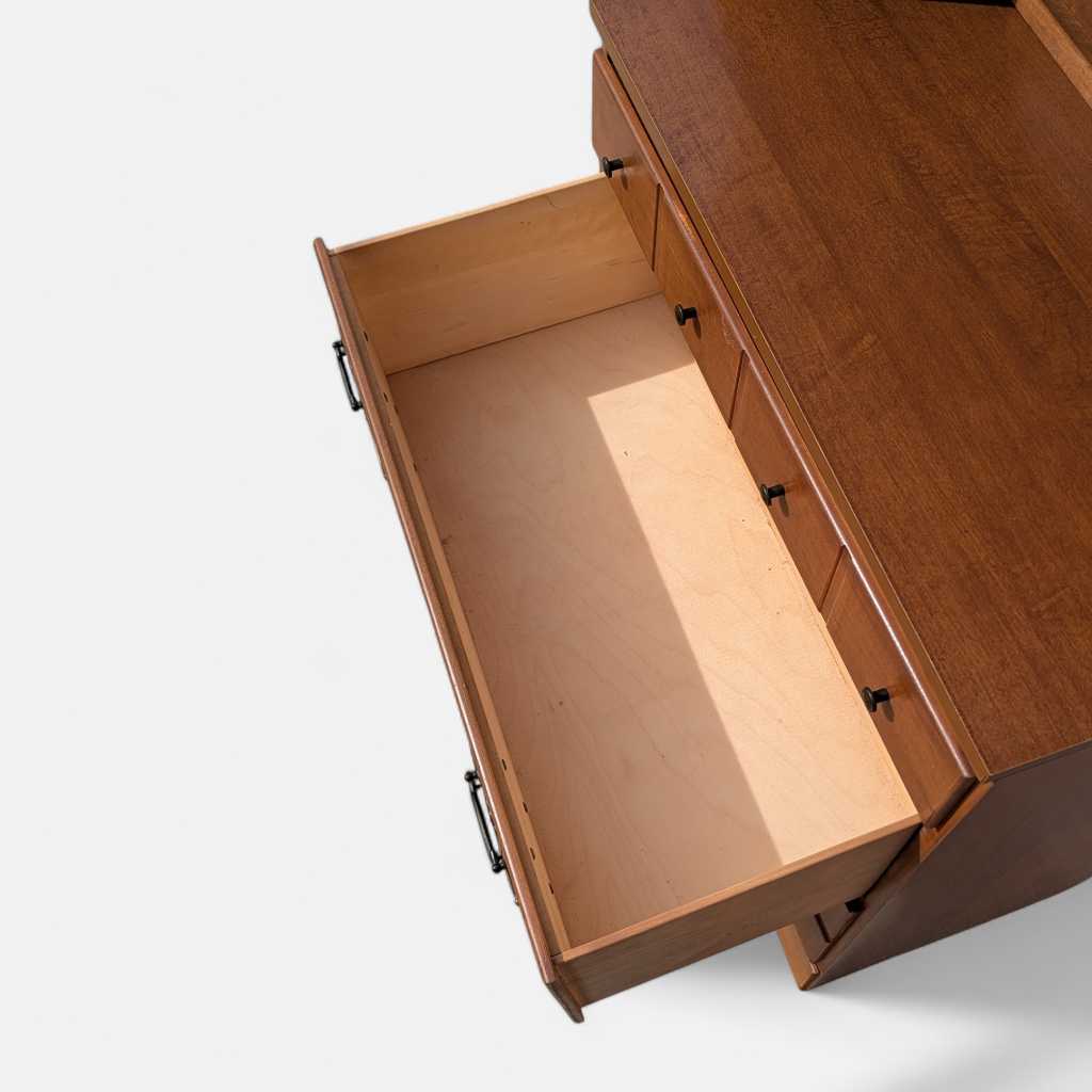 1960s Khoury Furniture Solid Wood Hutch Cabinet with Drawers — view 8 of 22