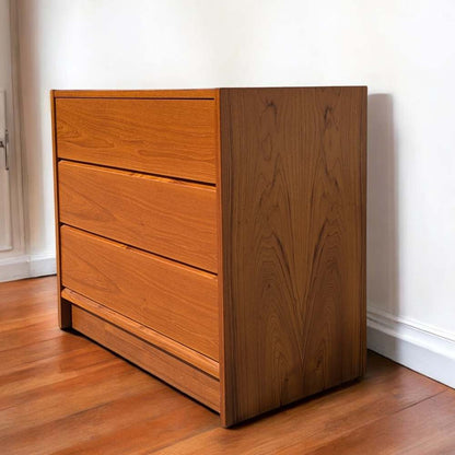 1960s Petite Danish Modern Teak Three-Drawer Dresser or Nightstand — view 3 [CBV1 YQyx1tG2HRNj593MAuPo 03 15dcb8df-2ea8-4c3f-b7dc-71a077997a4a.jpeg]